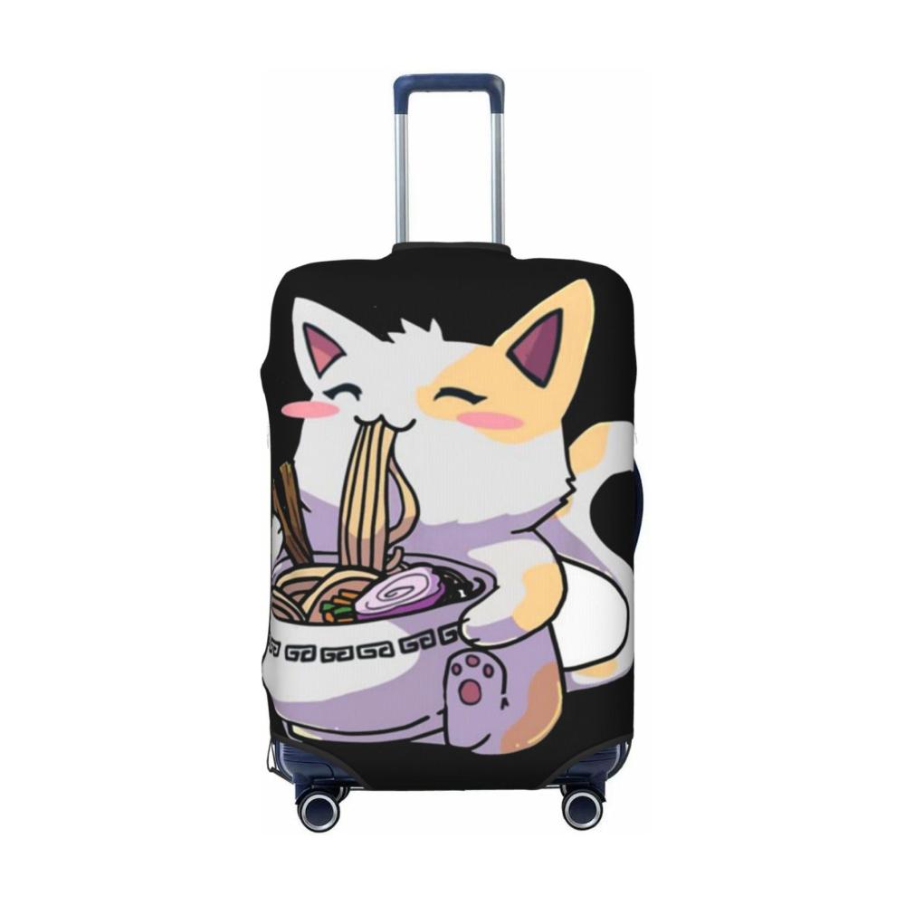 Entzückende Anime-Katze die Ramen isst schützende Kofferabdeckung für Trolleys | Waschbar passend für 457-813 cm Gepäck