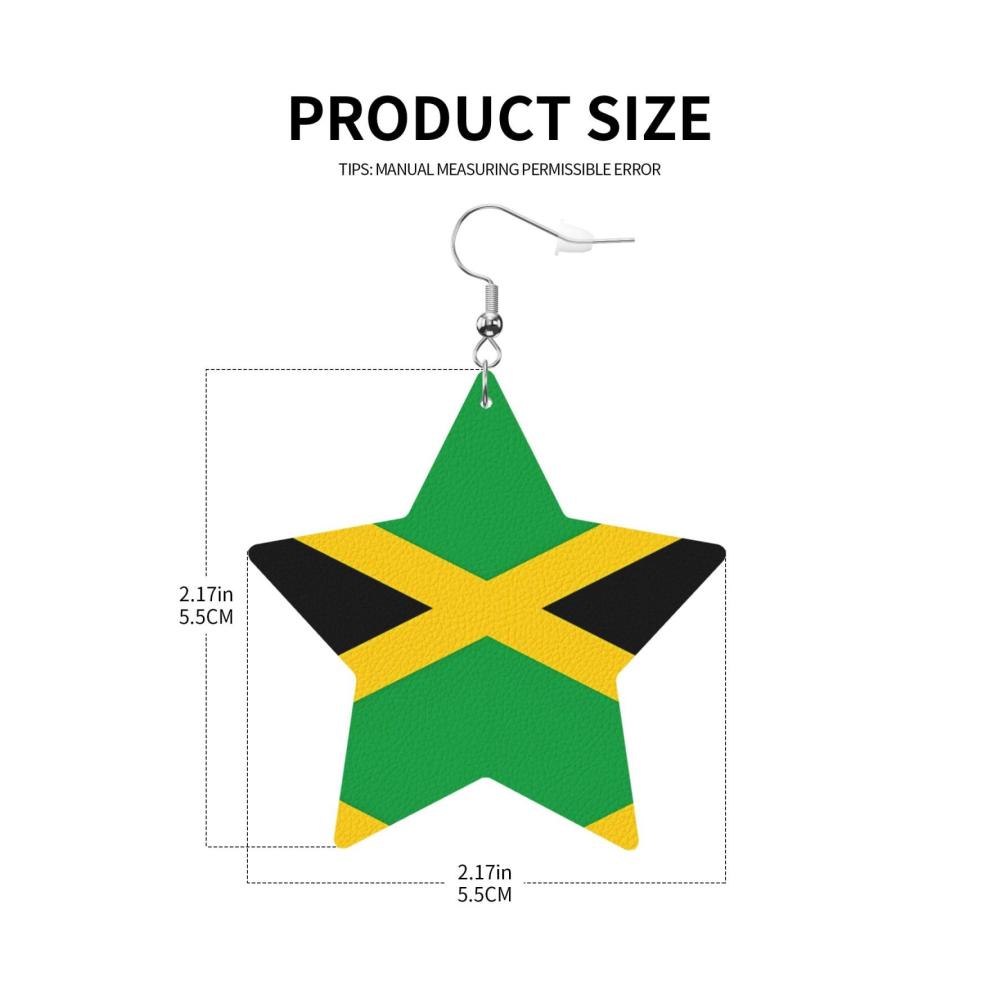 Stilvoll baumelnde Ohrringe mit Jamaika-Flagge 2 Stück leicht und schön für Frauen und Mädchen Einheitsgröße aus Leder - Ein exotisches Accessoire das Eleganz und Kultur vereint