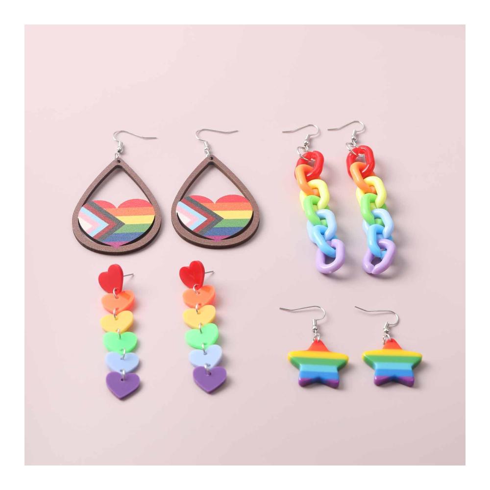 6 Paare LGBTQ Regenbogen Ohrringe Set für Damen - Stolz Ohrstecker Zubehör für LGBT Community - Bunte Homosexuell Stolz Schmuckkollektion - Ideal für Pride Events und täglichen Gebrauch