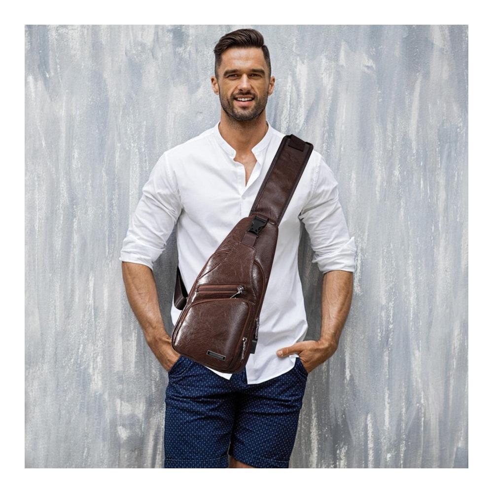 Trendige PU-Ledertasche für Herren Cross-Body Schultertasche mit Stil – Praktischer Schulterrucksack für den urbanen Lifestyle – Jetzt entdecken und stilvoll unterwegs sein