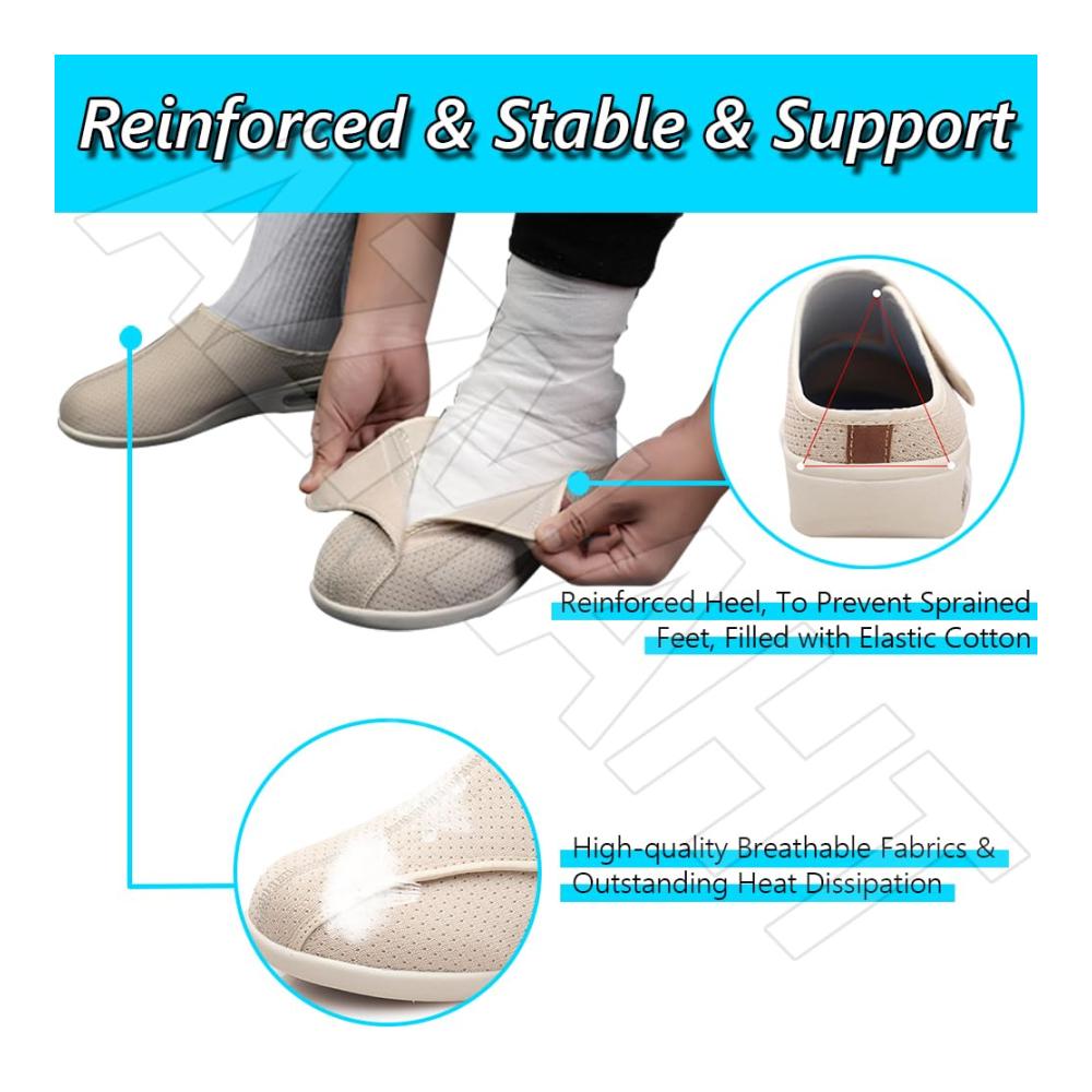 Ultimativer Komfort Diabetiker-Sneaker für Herren | Luftpolster & atmungsaktives Mesh | Verstellbare Riemen | Arbeitsschuhe für Ödeme & Arthritis | Weit sitzende Klettverschlüsse