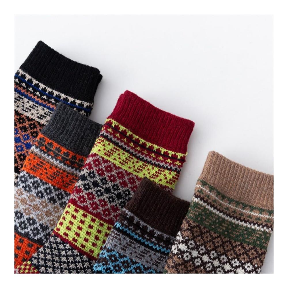 Entdecke den ultimativen Komfort Modische Wollsocken im 5er-Pack mit einzigartigen Mustern und elastischem Design für alle Größen! Perfekte Wintersocken