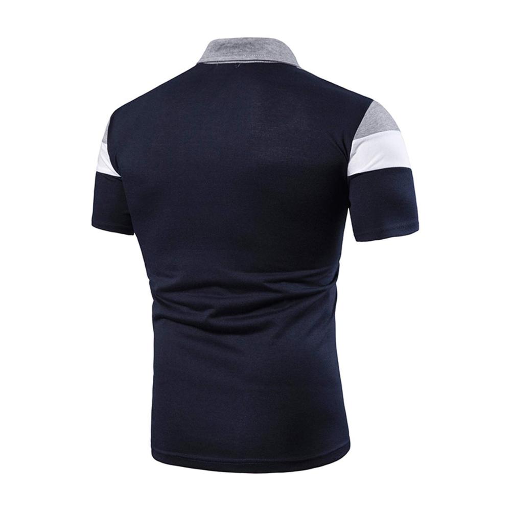 Stilvoll gekleidet Herren Langarm Poloshirt mit gestreiftem Colour-Blocking-Design - Perfekte Kombination aus Komfort und Eleganz für jeden Anlass