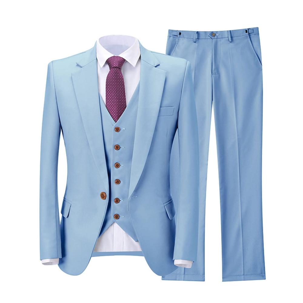 Stilvoller Herrenanzug 3-teilig Einfarbig Business & Hochzeit Slim Fit One Button. Perfekt für Party Dinner Prom & mehr! Light Blue 4XL