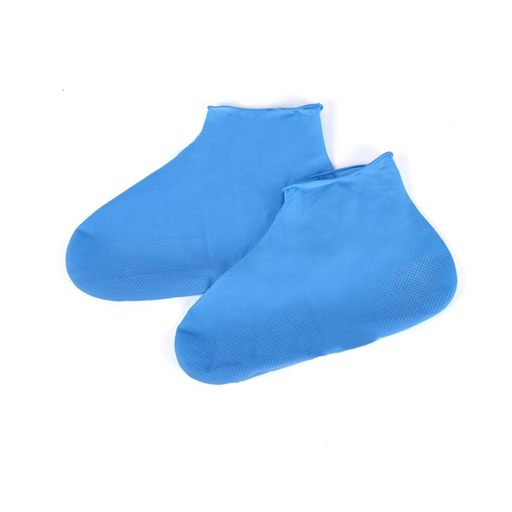 Galoschen Wiederverwendbare Latex-Überschuhe für trockene Füße bei Regen - Rutschfeste Regenstiefelüberzüge wasserdicht & robust - Blau S