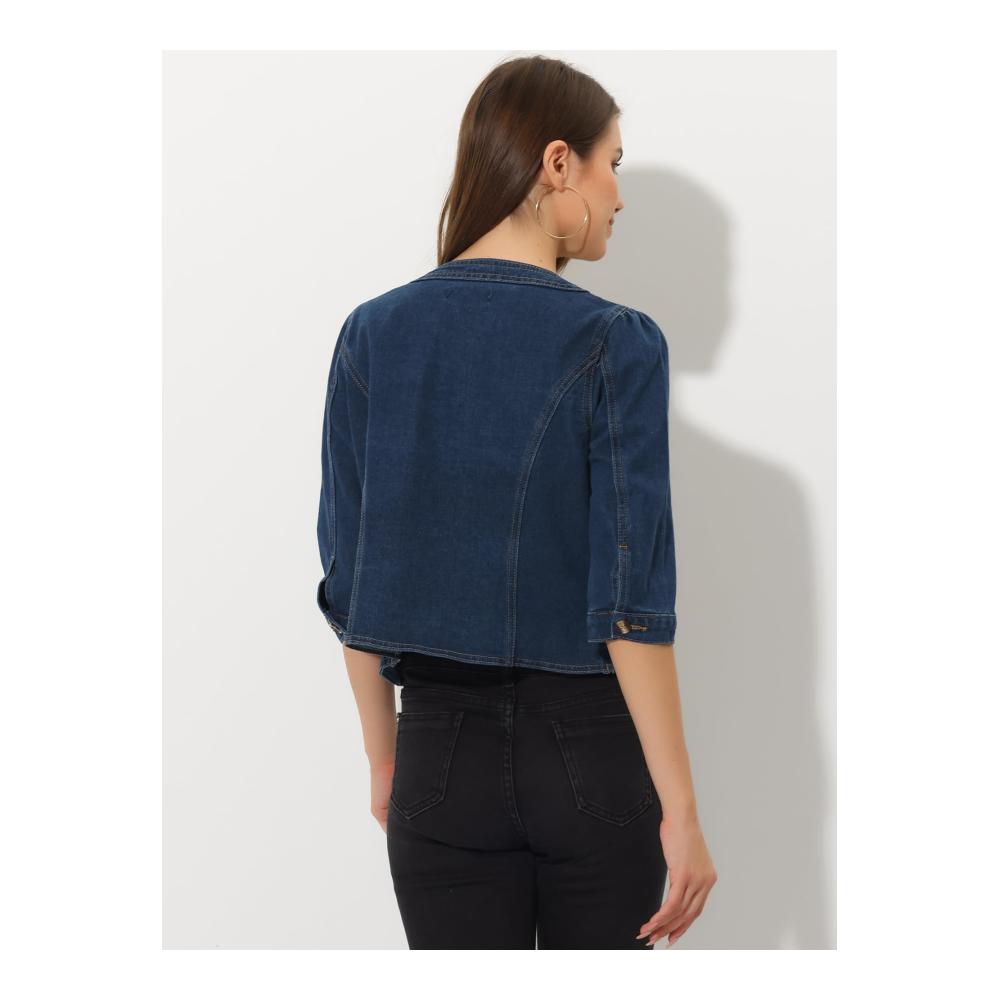 Stilvoll und vielseitig Damen Jeansjacke mit 3/4 Ärmeln und Taschen - Perfekte Ergänzung für jede Garderobe