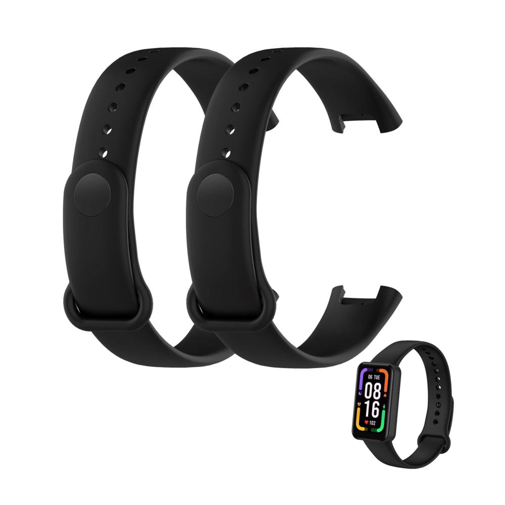 Erleben Sie stilvolle Vielseitigkeit mit 2er-Pack Silikon-Uhrenarmbändern für Redmi Smart Band PRO – Schnelle Demontage hoher Komfort in Schwarz