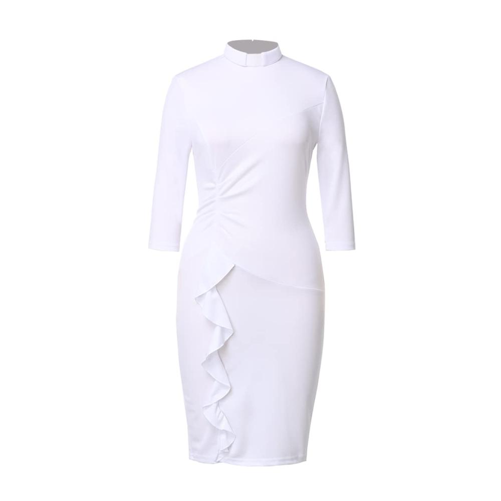 Stilvolles Business Kleid Damen Bleistiftkleid mit Tab-Kragen für beruflichen Charme