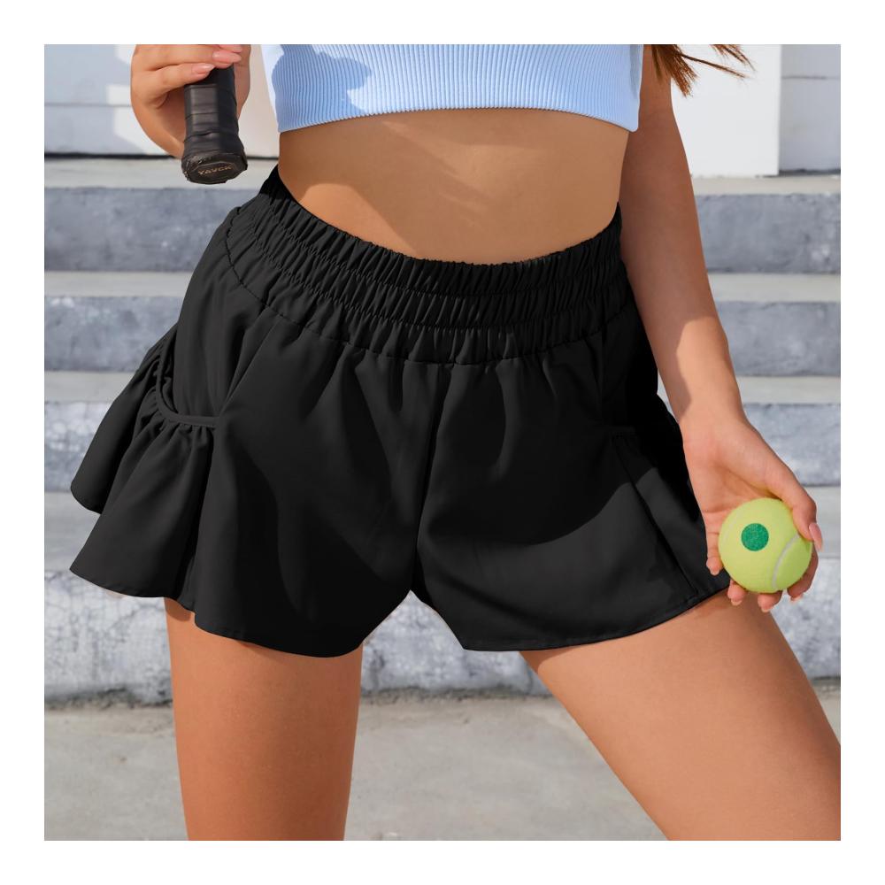 Damen Sommer Shorts 2-in-1 Flowy Athletic Running Shorts mit Taschen Hoher Bund Schnelltrocknend – Perfekt für Fitness Yoga und Strand