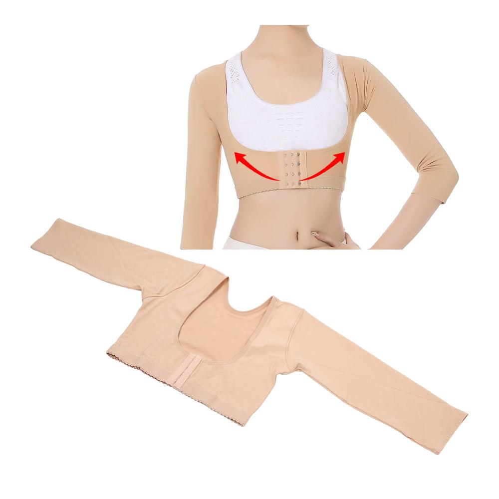 Schlank und elegant Formende Tops für eine perfekte Silhouette - Buckel-Korrekturgürtel Frauen Haltungsformer Oberarm Shaper Shapewear Kompressionsärmel (S