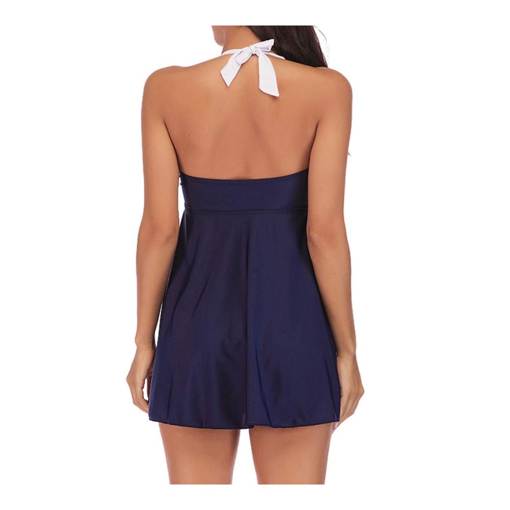 Attraktiver Damen Tankini in Großen Größen Stilvoller Zweiteiler mit Bauchweg-Effekt Neckholder & Streifen