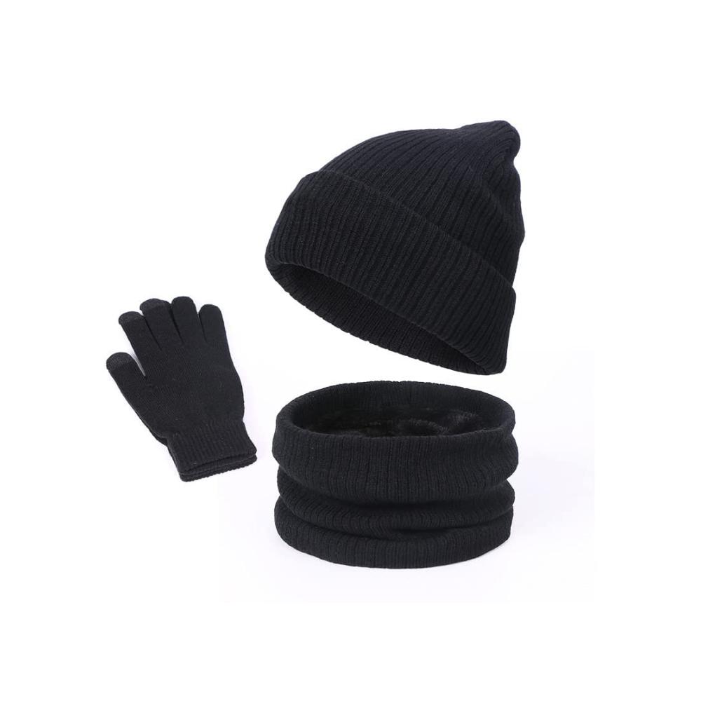 Behagliche Wärme im Winter Mütze Schal & Handschuh-Sets für Männer und Frauen - Drei Stück Set aus Plüschwolle für kuschelige Herbsttage und frostige Winternächte