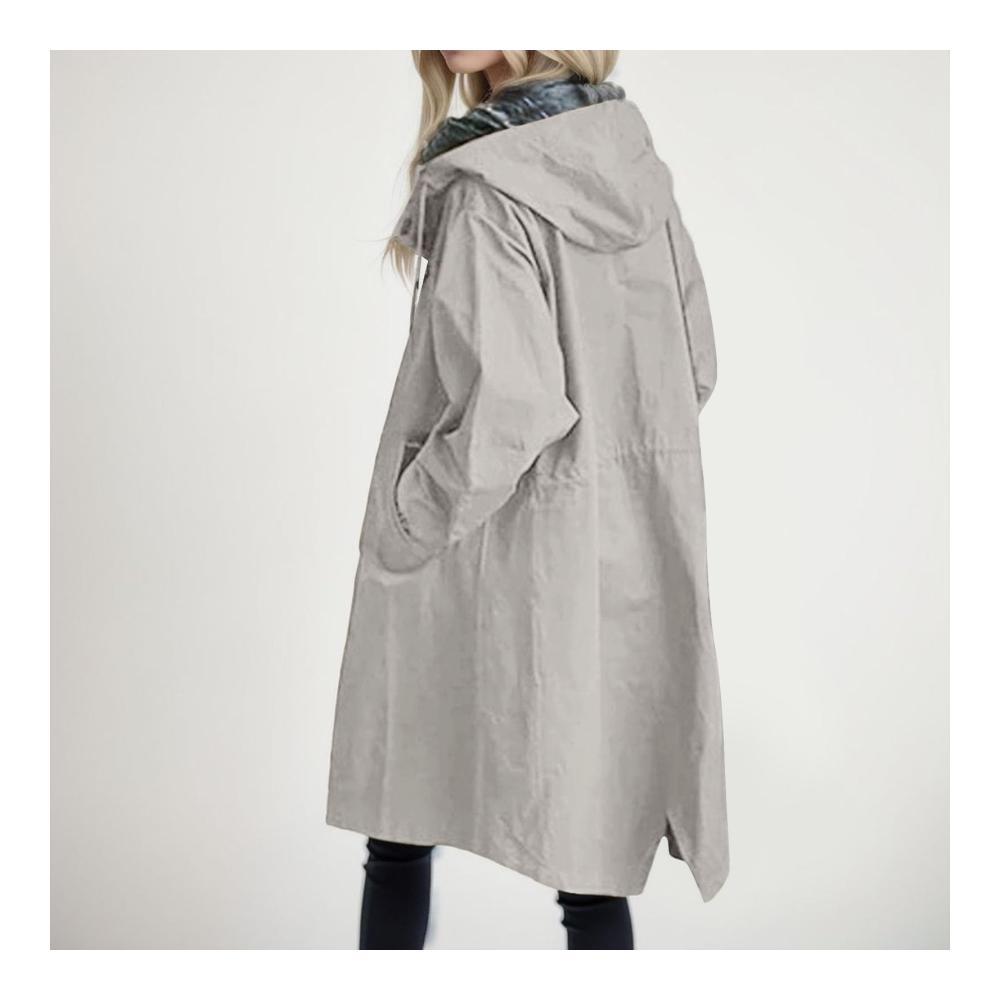 Entdecken Sie den zeitlosen Stil Damen Trenchcoat Zweireiher langer Wintermantel mit Windjacke und Taschen. Perfekte Übergangsmantel für jeden Anlass