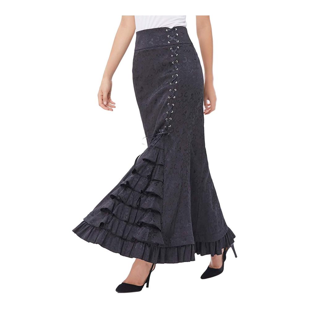 Entdecken Sie den zeitlosen Stil Damen Fishtail Rock Lang - Exquisite Verbindung von Gothic und Viktorianischer Eleganz - Ein Must-have für moderne Meerjungfrauen