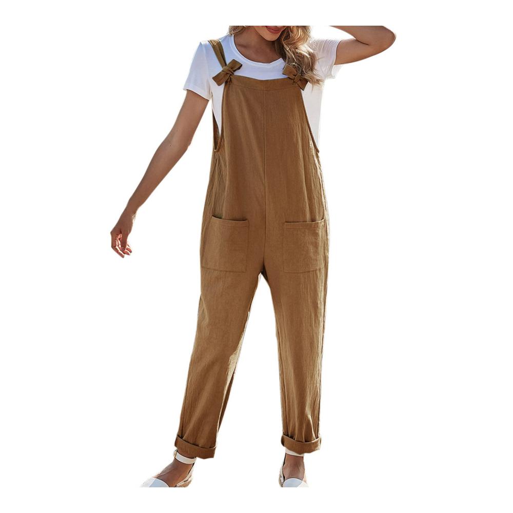 Entdecke ultimativen Komfort Ärmellose Damen Träger-Jumpsuits in Khaki 2XL. Atmungsaktiv elastisch und perfekt für Zuhause oder Outdoor. Jetzt zugreifen und den Sommer stilvoll genießen