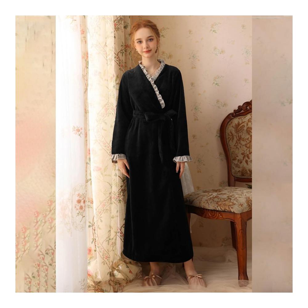 Elegante Damen-Nachthemden Luxuriöse knöchellange Loungewear für kuschelige Nächte. Weicher Stoff stilvolles Design. Jetzt in Schwarz erhältlich Größe L