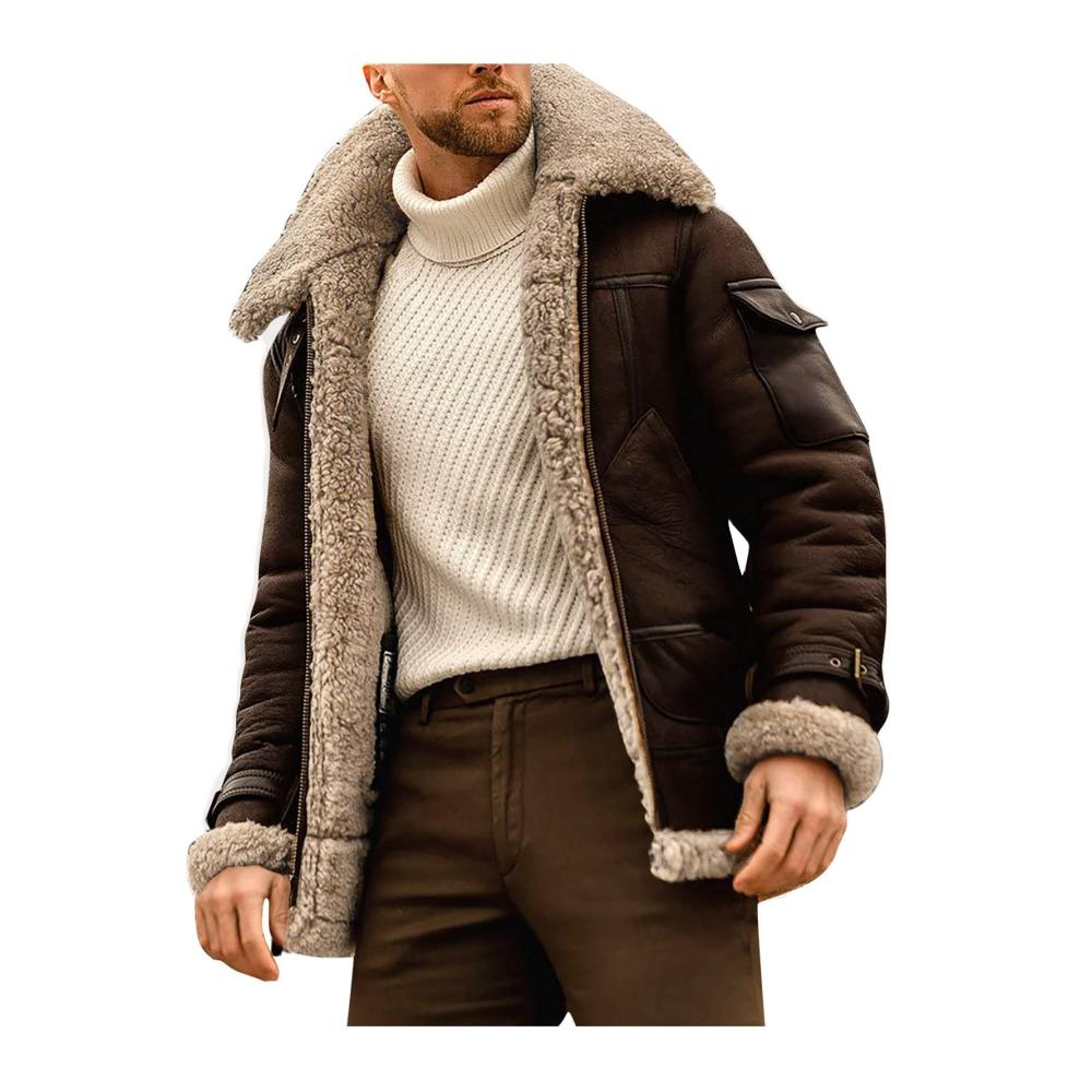Exklusive Herrenjacke Stilvolle Winterjacke aus Kunstleder und Fleece mit langen Ärmeln perfekt für kalte Tage. Größe M-5XL verfügbar! Jetzt zugreifen