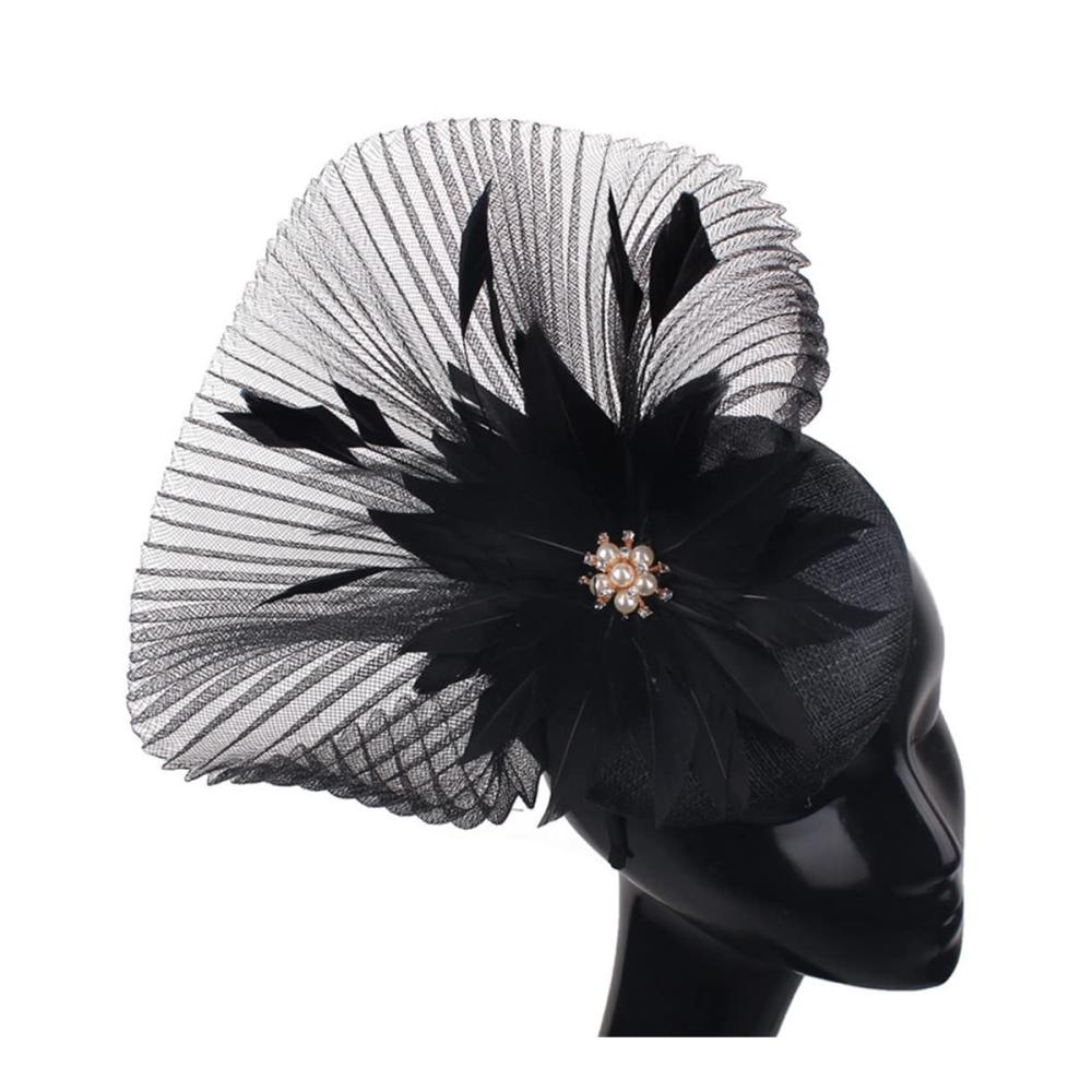 Eleganter Fascinator Hut mit Mesh für Damen - Stilvolle Baskenmütze mit Federn - Perfektes Accessoire für besondere Anlässe - Exquisite Haar-Accessoires