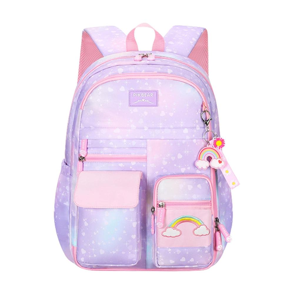 Erfrischendes Schultaschen-Set Mädchen Rucksack mit Regenbogenmotiv - Perfekt für Teenager! Bunter Schulrucksack für Damen - Lässiger Tagesbegleiter für Schule und Reisen