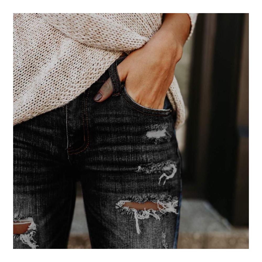 Entdecken Sie die ultimativen Jeanshosen Damen Röhrenjeans Super Trashed Skinny Jeans Extrem zerrissen und mit Zierrissen für einen trendigen Look