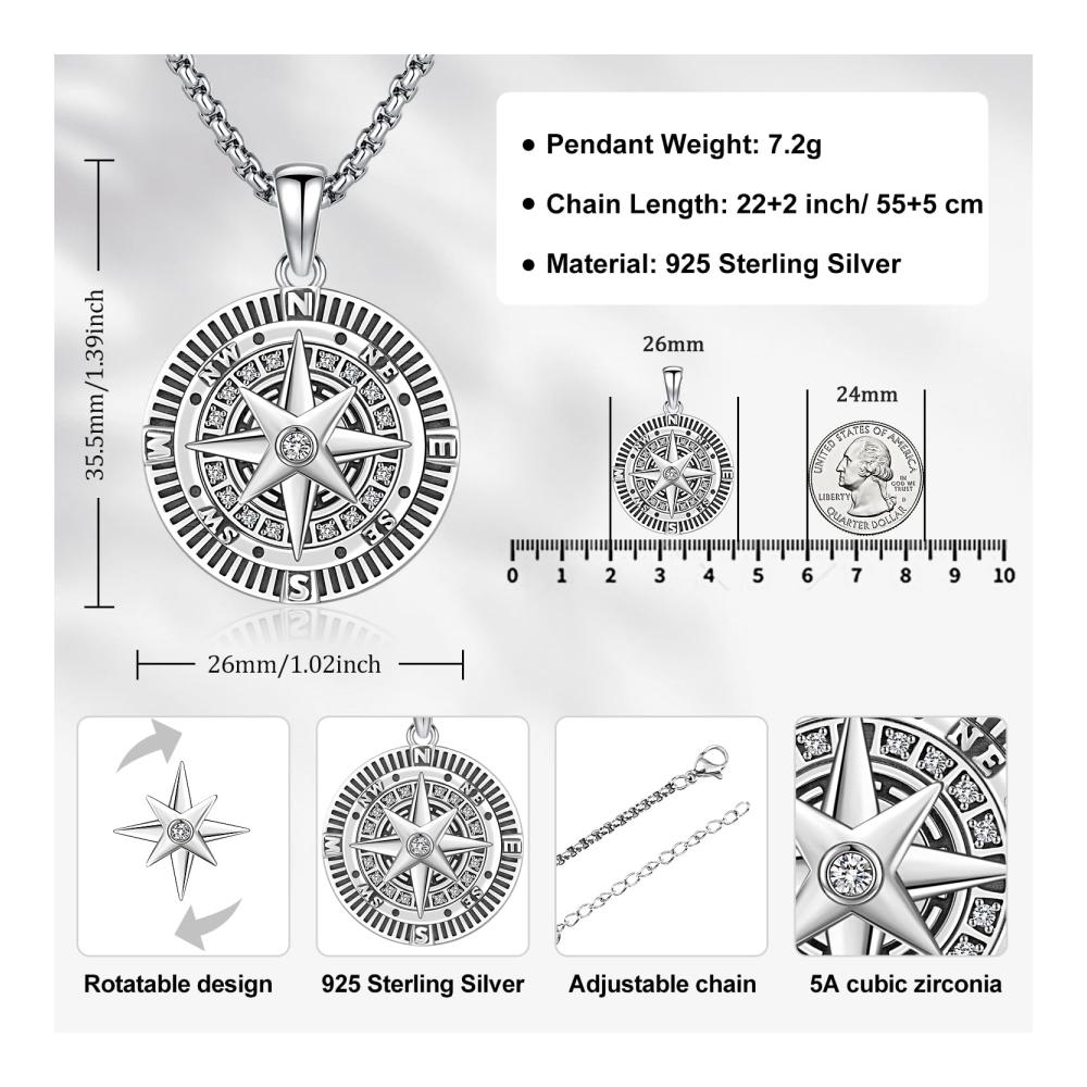 Entdecken Sie die zeitlose Eleganz Nordische Wikinger-Kette mit Vegvisir Anhänger. Handgefertigt aus 925 Sterling Silber ein Kompass für Herren & Damen. Stilvoller Schmuck für Abenteurer