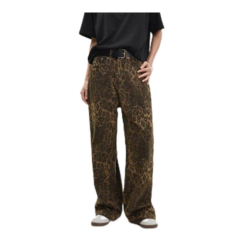 Entdecke den wilden Stil Latzhosen im Leopardenmuster für Damen – Y2K Baggy Jeans mit weitem Bein und High Waist. Perfekte Mischung aus Komfort und Trend