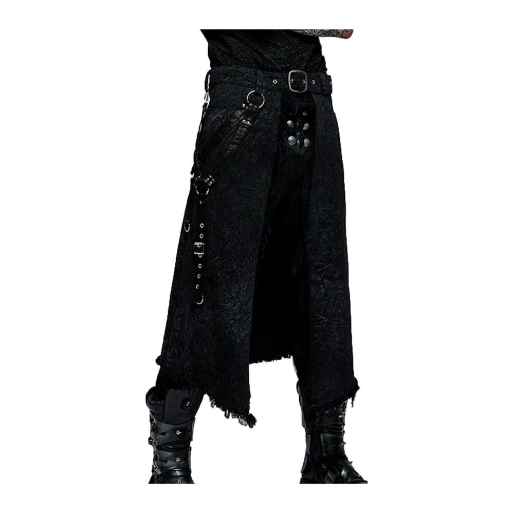 Trendige Herren Gothic Shorts mit asymmetrischem Jacquard-Muster und Whiskers-Effekt - Dark Rock Punk Style für den individuellen Steam-Look