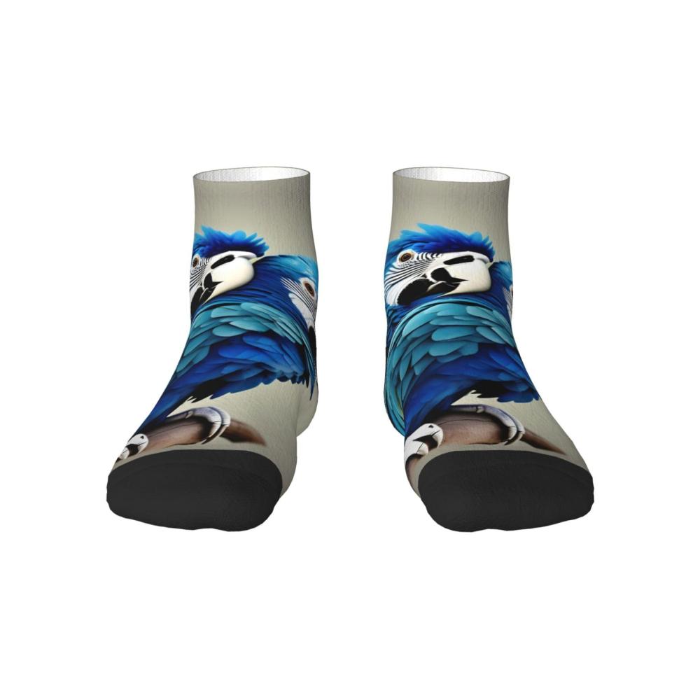 Trendige Knöchelsocken für Damen und Herren | Bequeme One-Size-Blauer Papagei Socken | Modische Muster für Erwachsene | Perfekte Passform und Stil