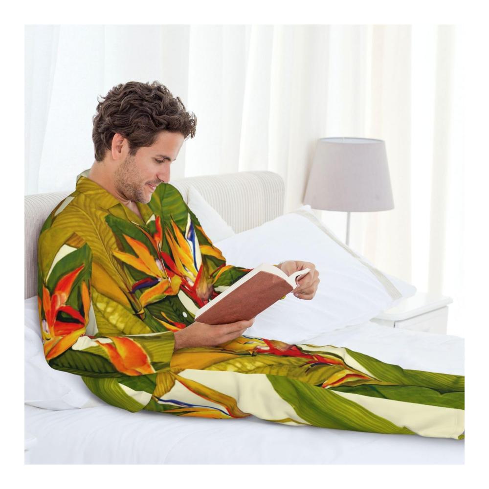 Entspannt schlummern im Tropenparadies Herren-Pyjama-Set mit exotischem Paradiesvogel-Print langärmlig bequem und stylisch. Gönnen Sie sich stilvollen Schlaf