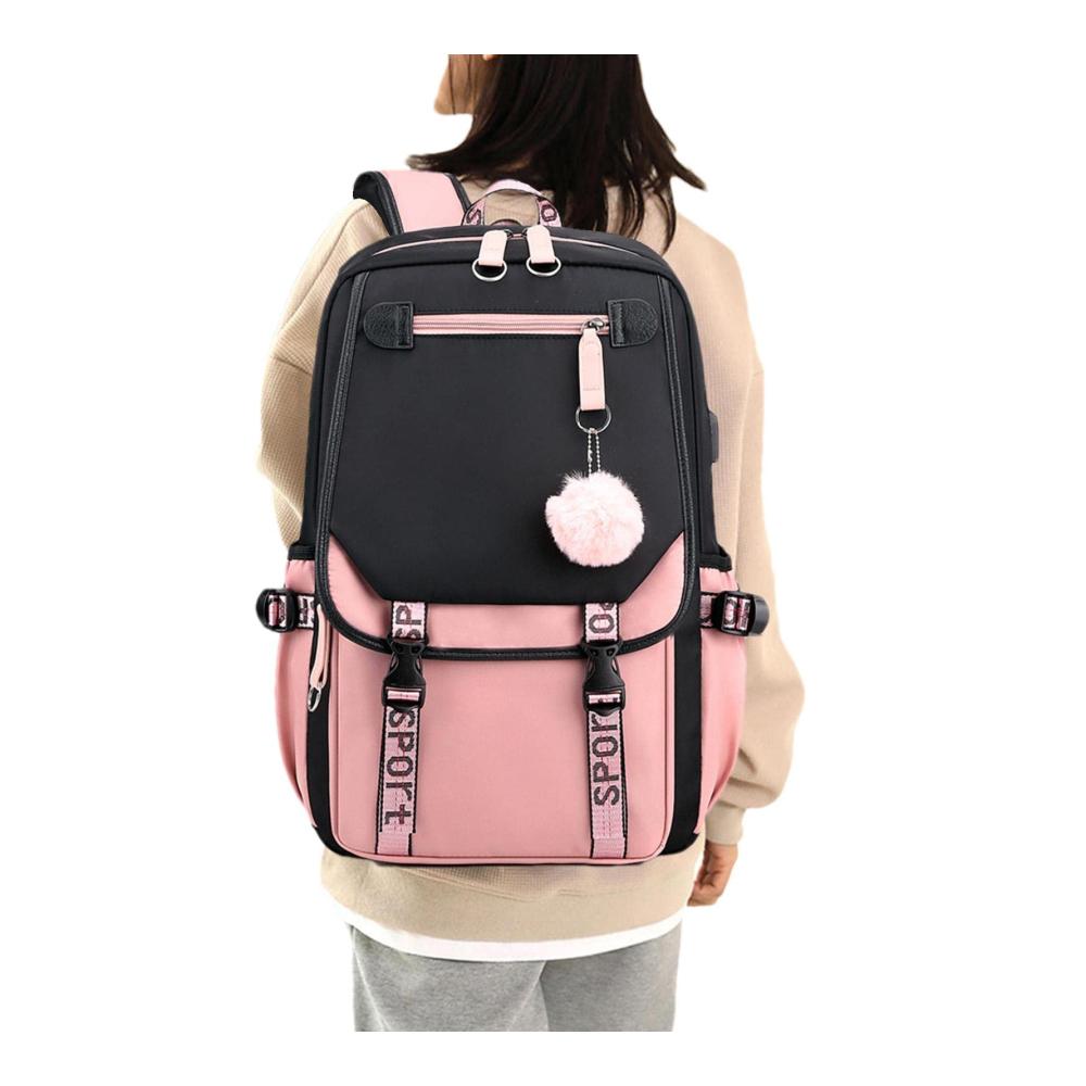 Attraktiver Tagesrucksack Yajexun Schulrucksack mit USB-Ladeanschluss für Kinder und Jugendliche - 27 l Nylon Außenrucksack