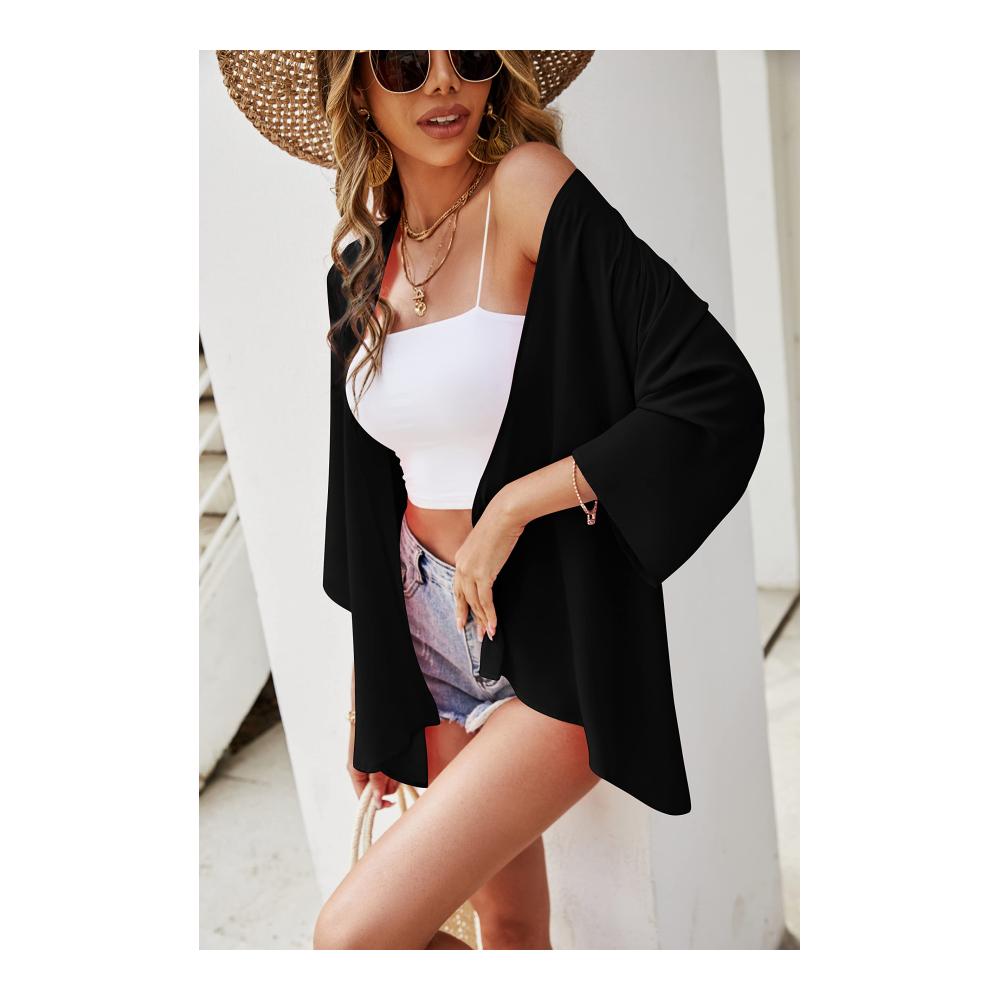 Sommer Must-Have Damen Pareos & Strandkleider Kimono Cardigan 3/4 Arm Boho Cover Up - Leicht Luftig & Stilvoll für den Strand