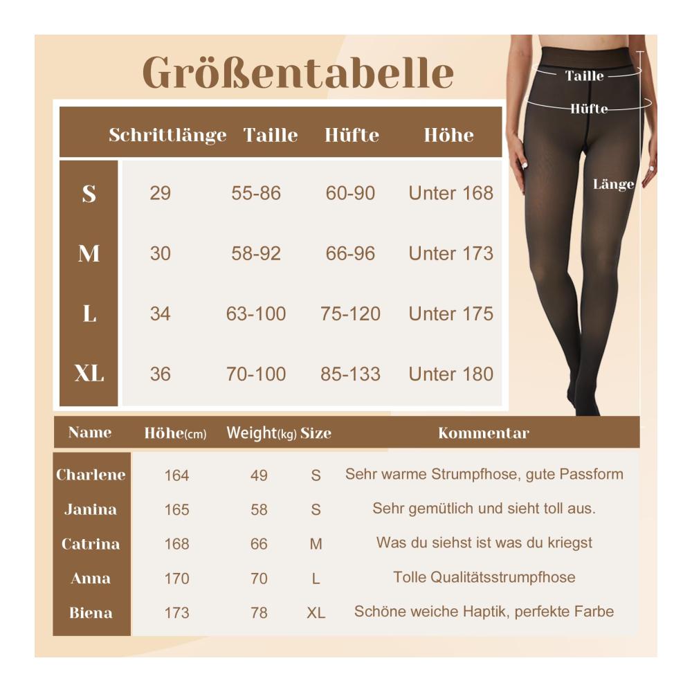 Luxuriöse Thermo-Strumpfhosen Damen Fleece Gefütterte Leggings Bauchweg-Effekt & Wärmeisolierung. Hochgeschnittene Winter Pantyhose für stilvolle Wärme