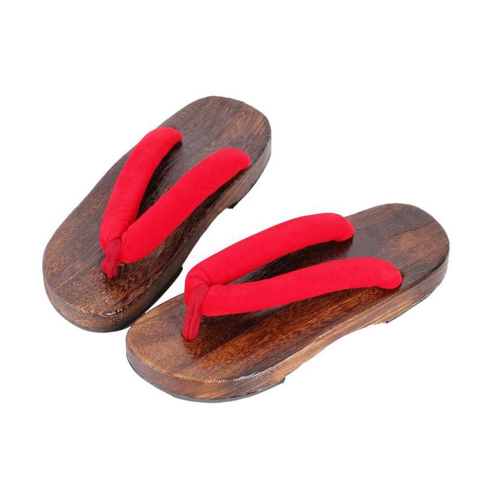 Entdecken Sie stilvolle Holz-Clogs Komfortable Japanische Geta Sandalen für Herren und Damen in rot - rutschfest weich und perfekt für den Sommer