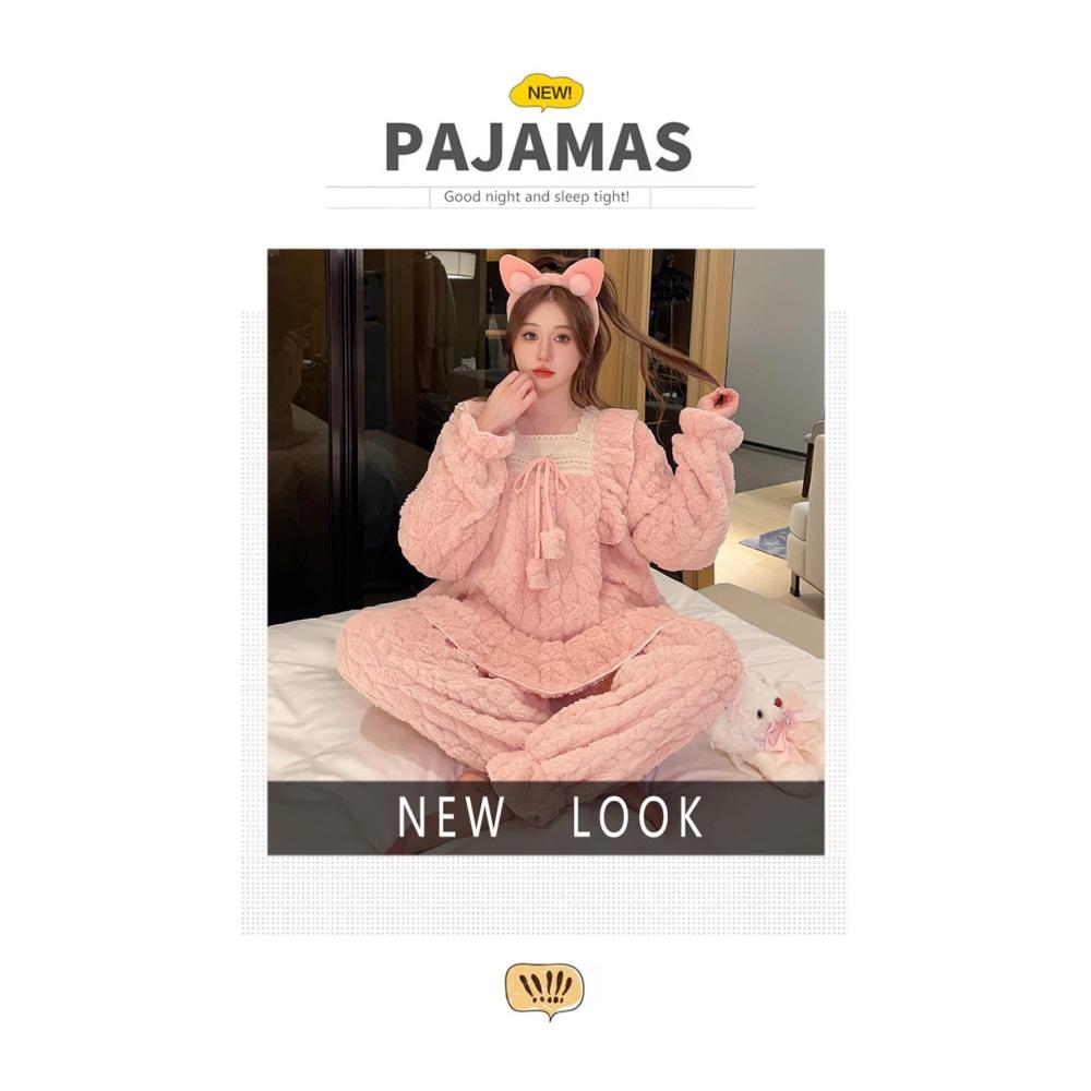 Entzückender Damen Pyjama Kuscheliges Winter Fleece Wärme & Eleganz. Flauschiger plüschiger Schlafanzug in Pink. Perfekt für gemütliche Nächte. Schlafanzug der Extraklasse