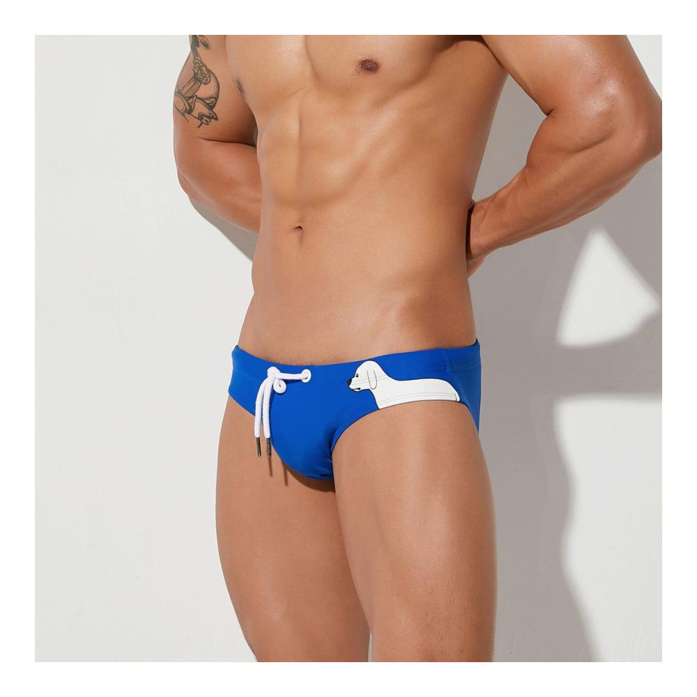 Entdecke den Style Herren Badeshorts mit Hundemuster - Sexy Low Rise Schwimmhose für Wassersport und Surfspaß - Enganliegend und Komfortabel - Jetzt erhältlich