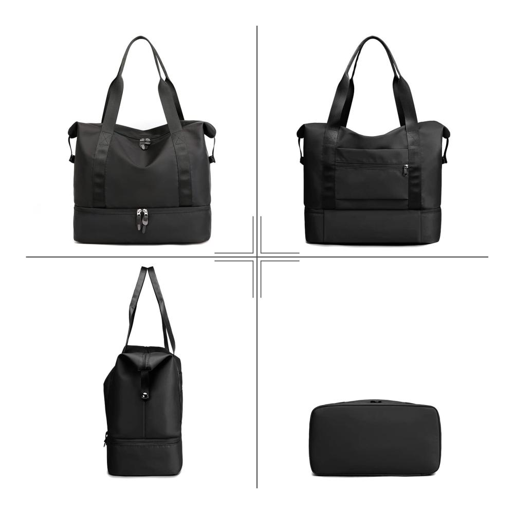 Stylische Reisetaschen Duffle Bag Leicht faltbar & wasserdicht! Ideale Sporttasche für Damen/Herren. Perfekt für Reisen Gym Urlaub & Übernachtungen. Holen Sie sich Ihre in Schwarz