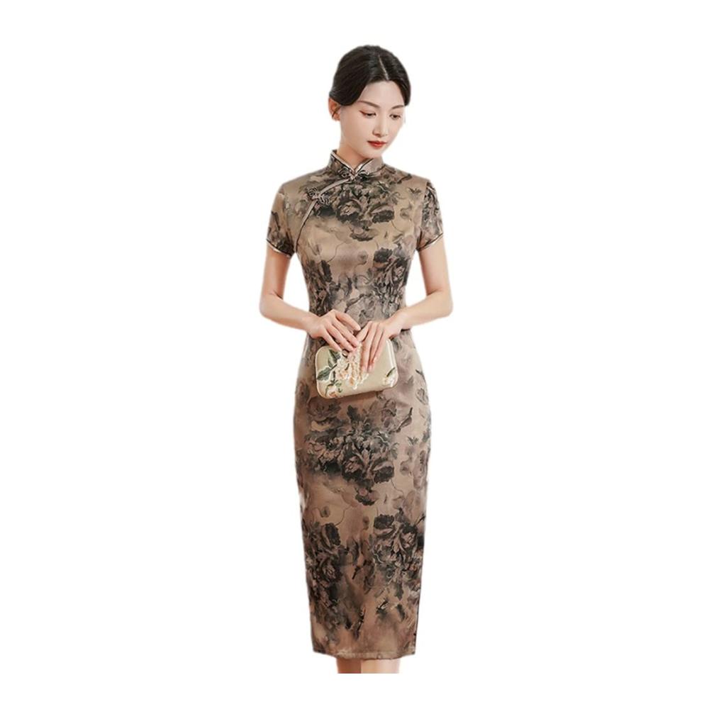 Entdecken Sie den Charme der Freizeit Damen-Cheongsam in Großgröße mit Seide und traditionellem chinesischem Design - Ein stilvolles Statement für Frühling und Sommer