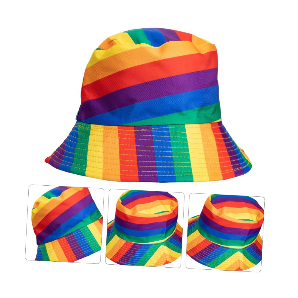 Entdecke den bunten Charme Faltbarer Regenbogen-Fischerhut für Party Strand & Abenteuer! Ideales Outdoor-Accessoire mit stilvoller Batikoptik