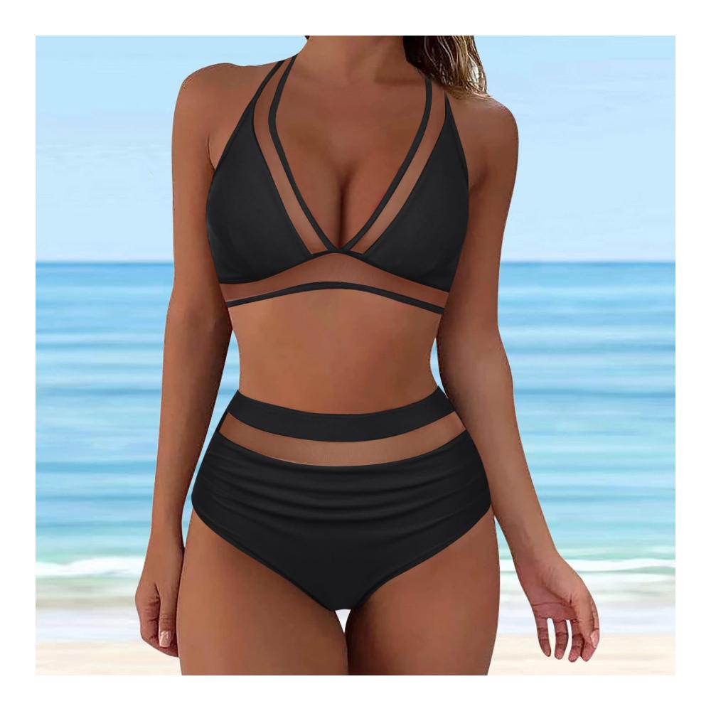 Entdecke den ultimativen Badeanzug-Look! Damen Bikini Set 2024 Zweiteilig sexy V-Ausschnitt Bauchkontrolle & Push-Up-Effekt. Verstellbare Passform für Strandgöttinnen