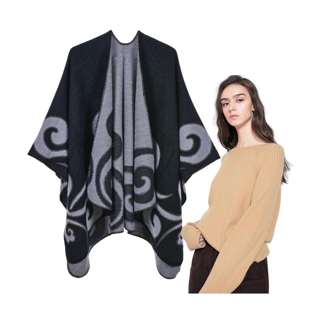 Luxuriöse Umschlagtücher Damen Poncho für Winterstil - Eleganter Wickelschal für Date-Nächte Büro und Reisen - Perfekte Ergänzung zu Ihrem Outfit