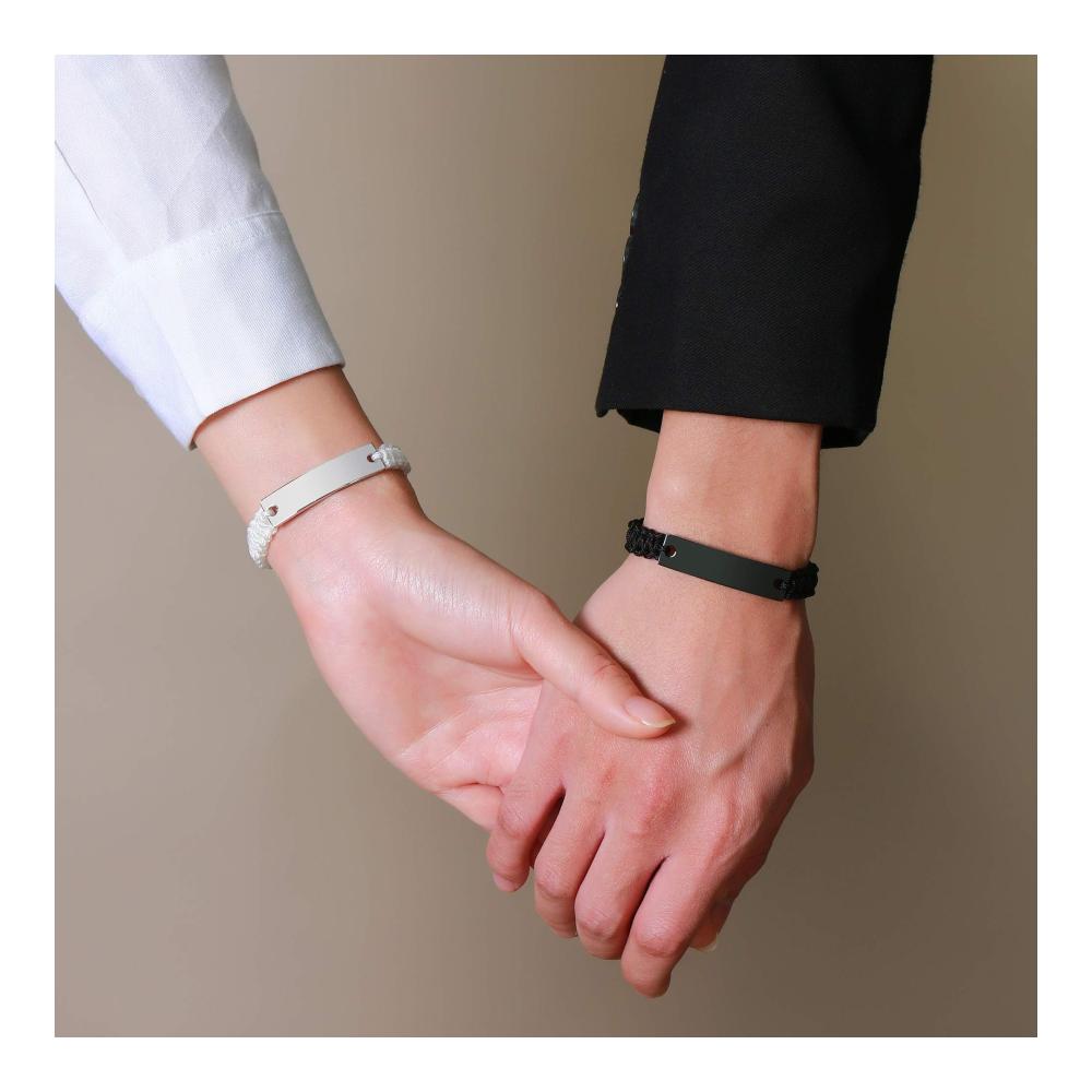 2 Stück Paar Armband Je Taime Verstellbares Handgefertigtes Seil Armband - Romantisches Schmuckset für Liebende - Geschenkidee zum Valentinstag - Elegant in Weiß und Schwarz - Für Männer und Frauen