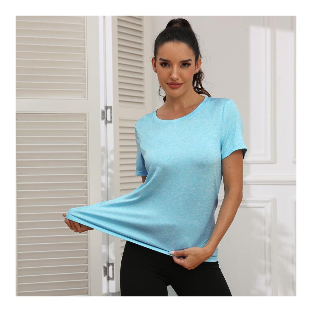 Damen T-Shirt Sportshirt | Leicht & Atmungsaktiv | Funktions Shirt für Fitness Yoga & Laufen | Kurzarm Rundhals Sport Top | Damen Sportbekleidung in vielen Farben & Größen verfügbar