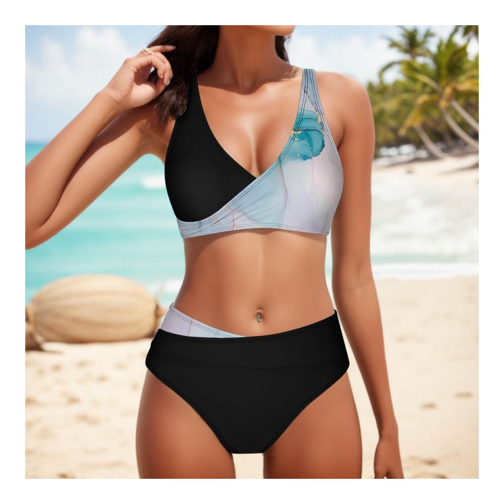 Erfrischende Cocktail-Bademode Damen Tankini in Gelb Plus Size für einen sexy Strandlook. Swimsuit Beachwear für stilvolles Sonnenbaden