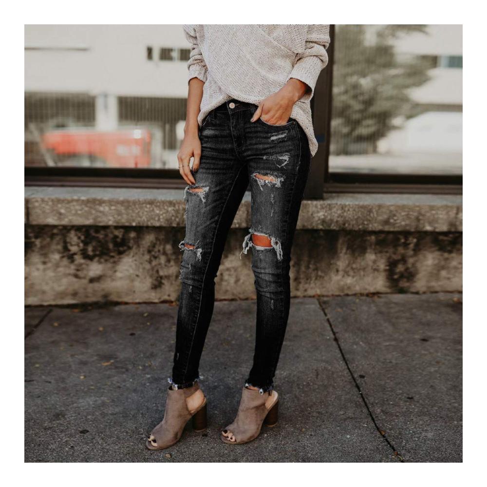 Entdecken Sie die ultimativen Jeanshosen Damen Röhrenjeans Super Trashed Skinny Jeans Extrem zerrissen und mit Zierrissen für einen trendigen Look