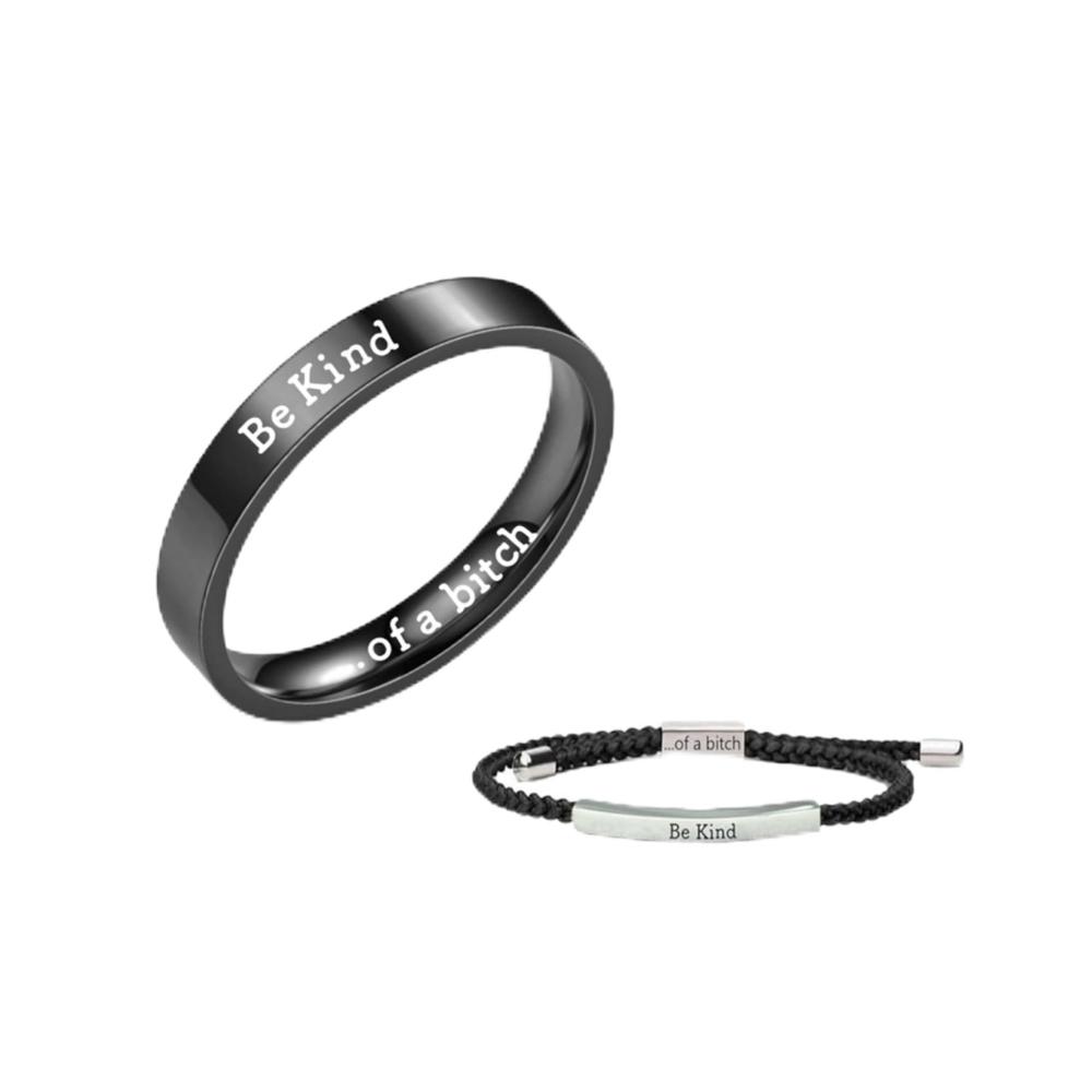 Personalisiertes Edelstahl-Bandring-Armband für Schwestern Motivations-Schmuck für Freunde. Sei einzigartig mit unserem Be Kind Of A Bitch-Ring