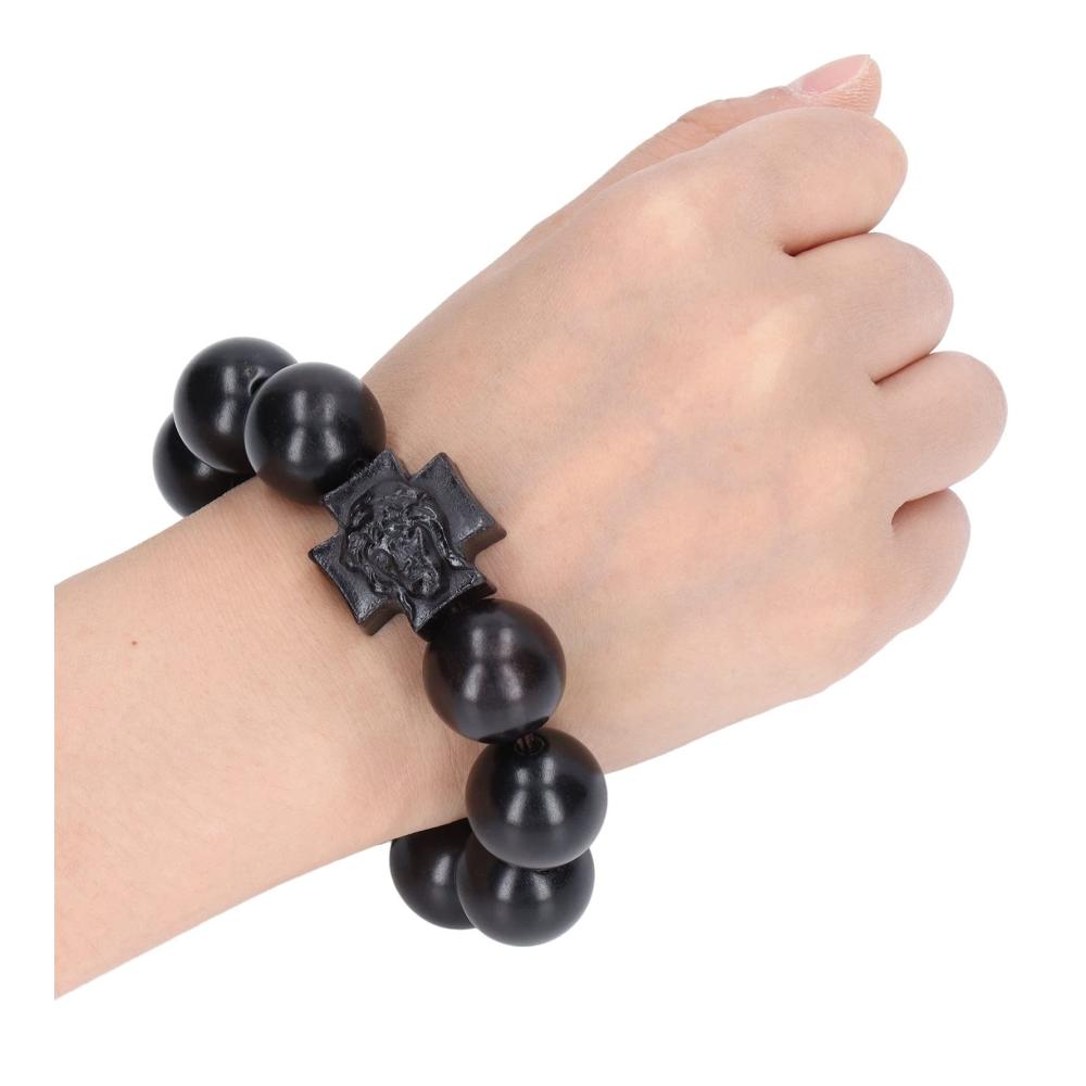 Exquisite Handarbeit Rosenkranz-Armband mit Jesus-Kruzifix-Motiv | Rundes 20 mm Religiöses Schmuckstück | Elegantes Accessoire für spirituelle Dekoration