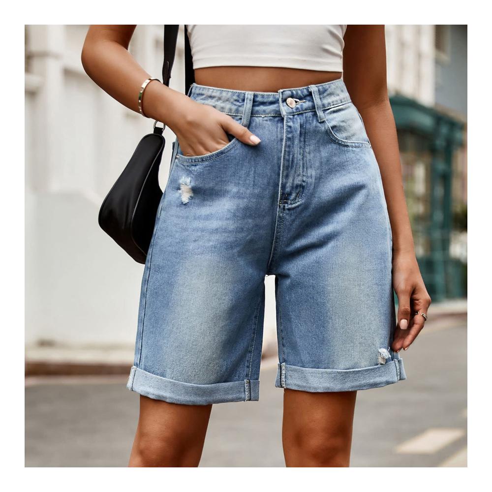 Entdecke den Sommerstil Damen Y2K Jeans Shorts mit Taschen