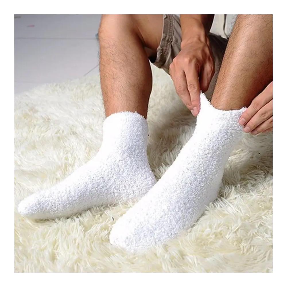 3 Paar Warme Winter-Socken für Männer | Weiche Flauschige Schlafsocken für Zuhause | Kuschelige Socken in Kaffee | EU 40-44