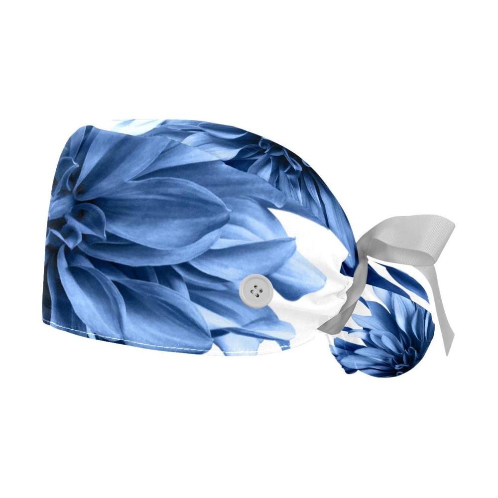 Entspannter Schutz für sonnige Tage 2er-Pack Schirmmützen mit Knöpfen & Band für lange Haare verstellbares Baumwollschweißband in Aquarellblau mit traumhaften Gänseblumen