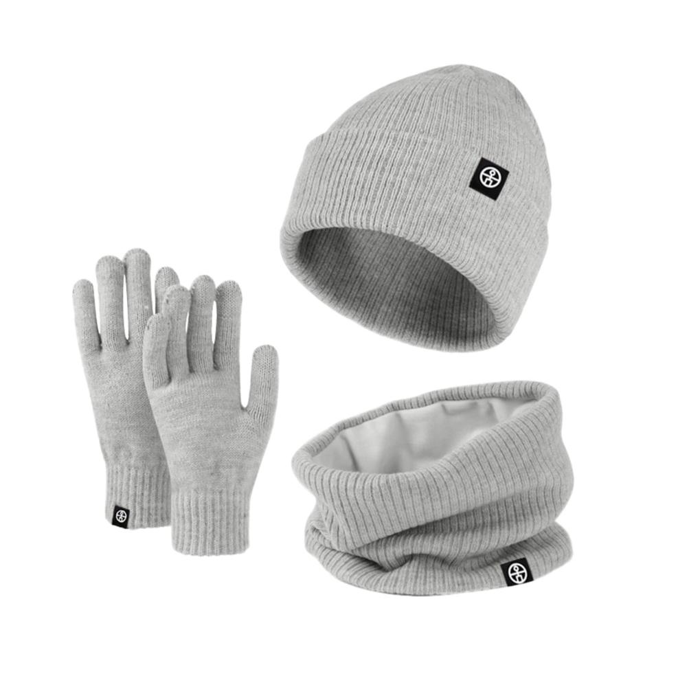 Ultimativer Winterkomfort Graue Strickmütze Schal & Handschuh-Set für Männer & Frauen - Touchscreen-Handschuhe Dicke Wärme und Stil in Einem